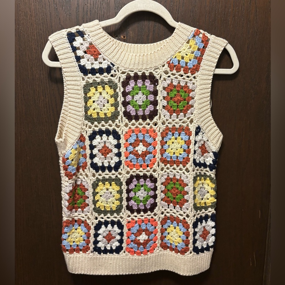 Gimmicks by BKE Multi-Color Granny Square Sweater Vest